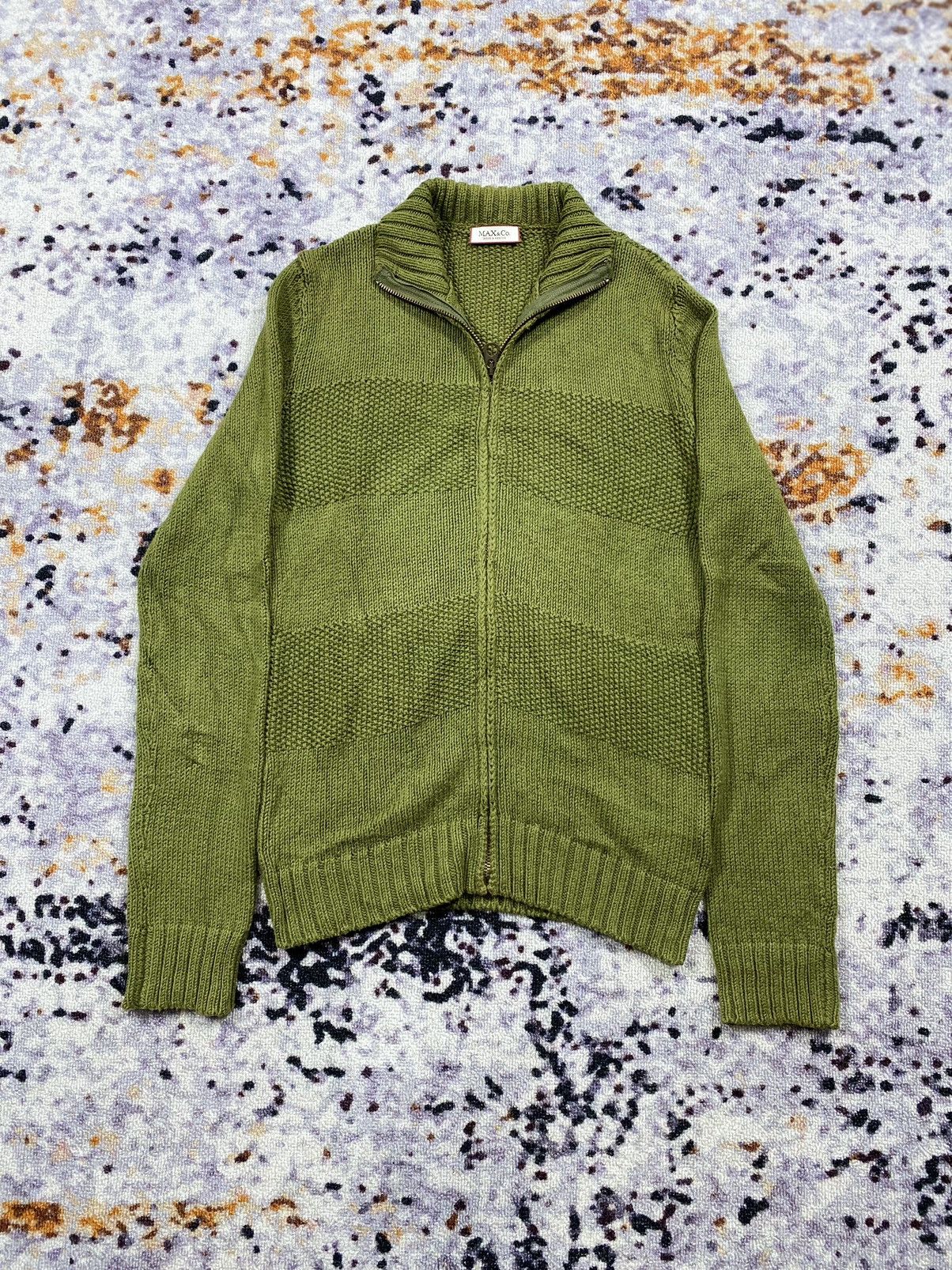 Max&co Knitted Cardigan Zip Green