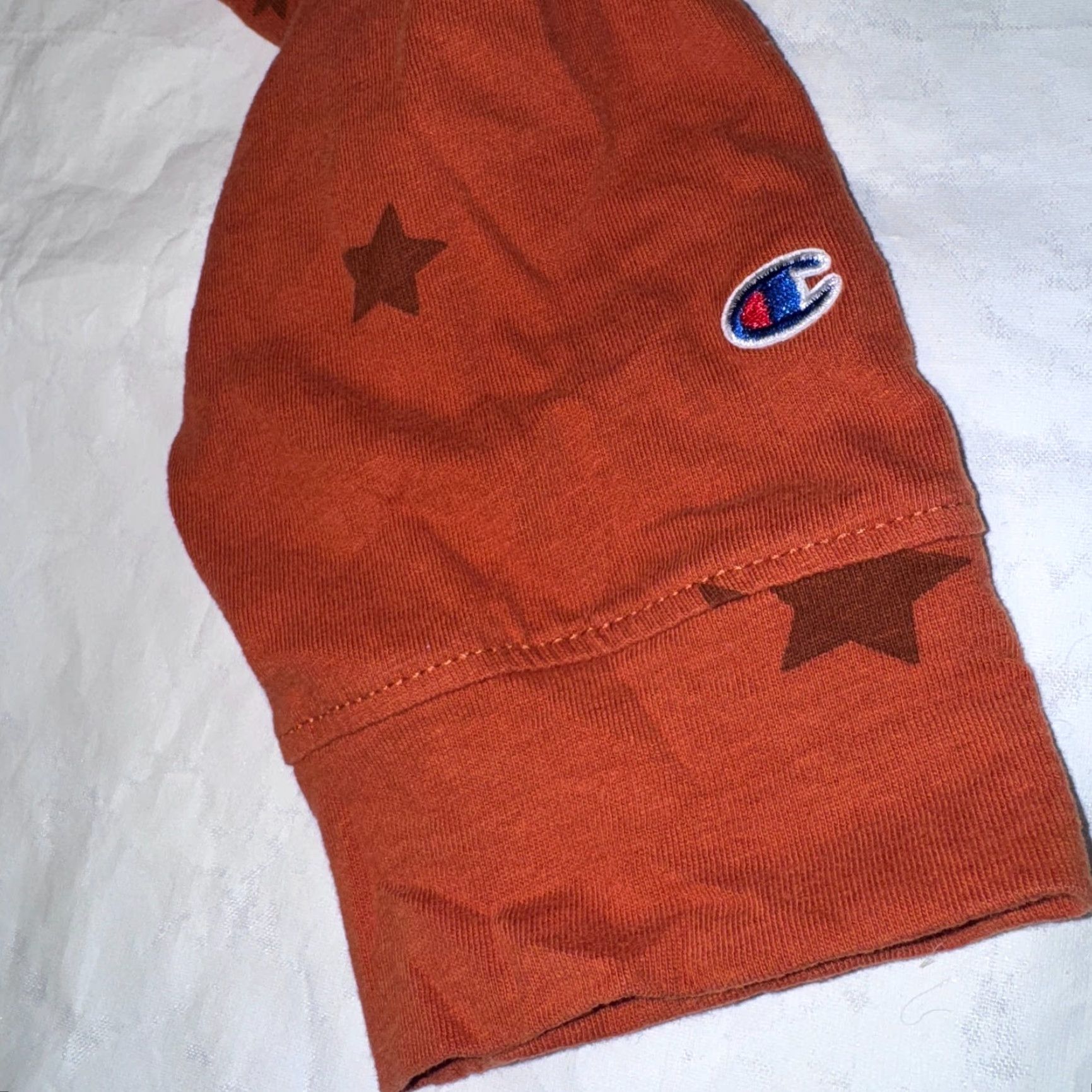 Champion Champion Long Sleeve T-Shirt Orange Logo Stars AOP Crew Neck Women L Tshirt Size L / US 10 / IT 46 - 4 Thumbnail