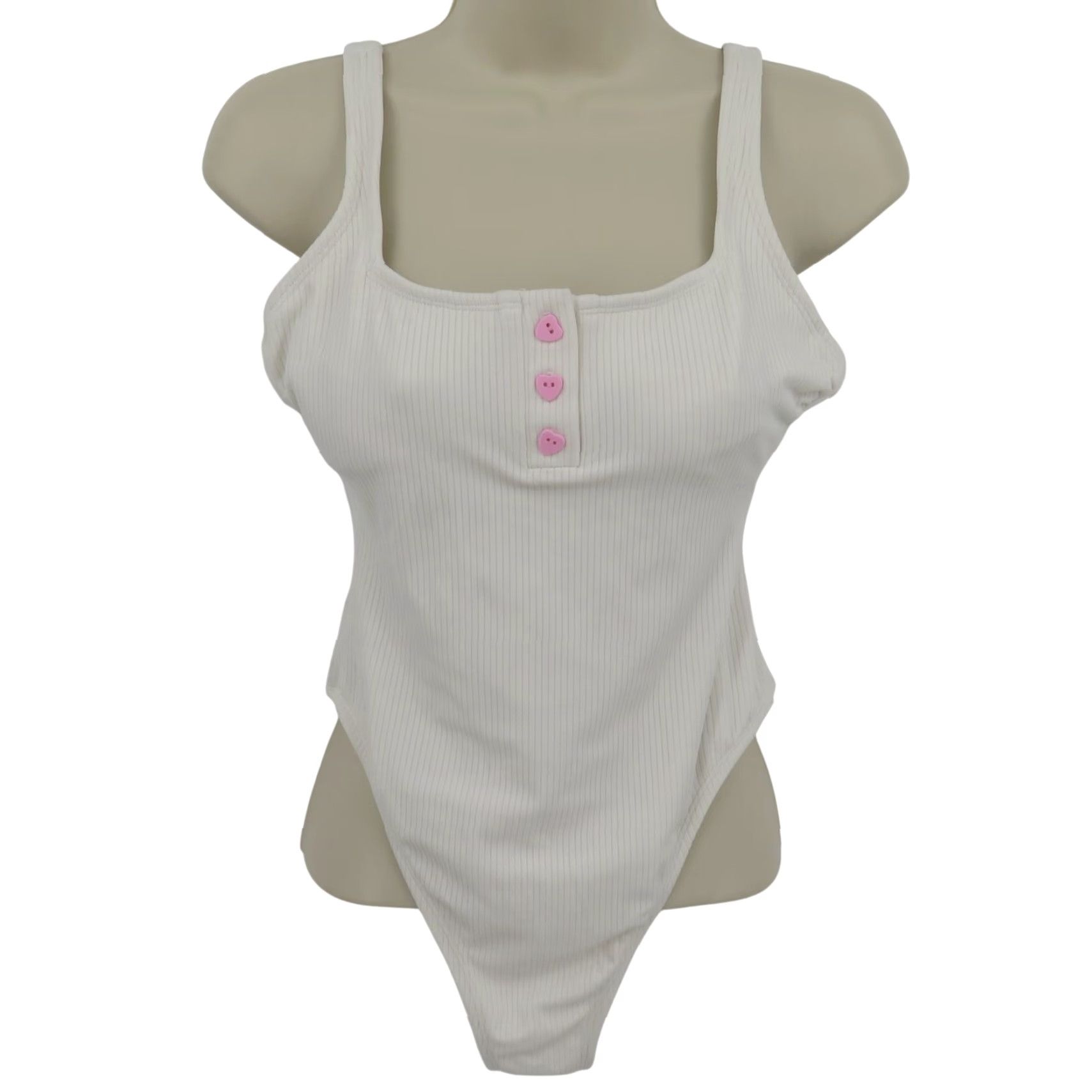 Vintage Stoney Clover Lane Target Women One Piece Swimsuit White Heart Button S Small Navy (S) Size: S Size ONE SIZE - 2 Thumbnail