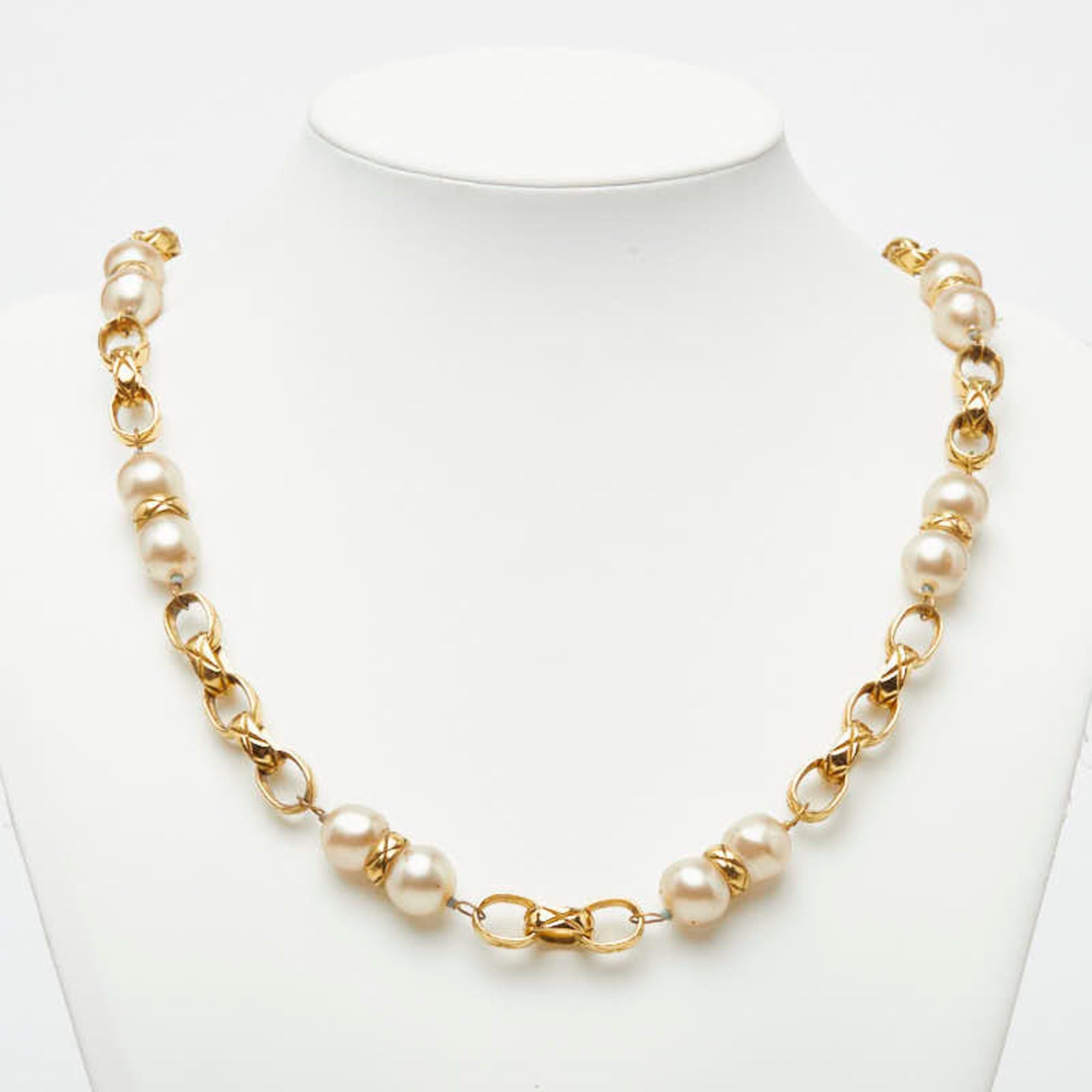 Chanel Chanel Chain Necklace, 23 Stamp, Gold, Faux Pearl, Plated, Women's. Size ONE SIZE - 1 Thumbnail