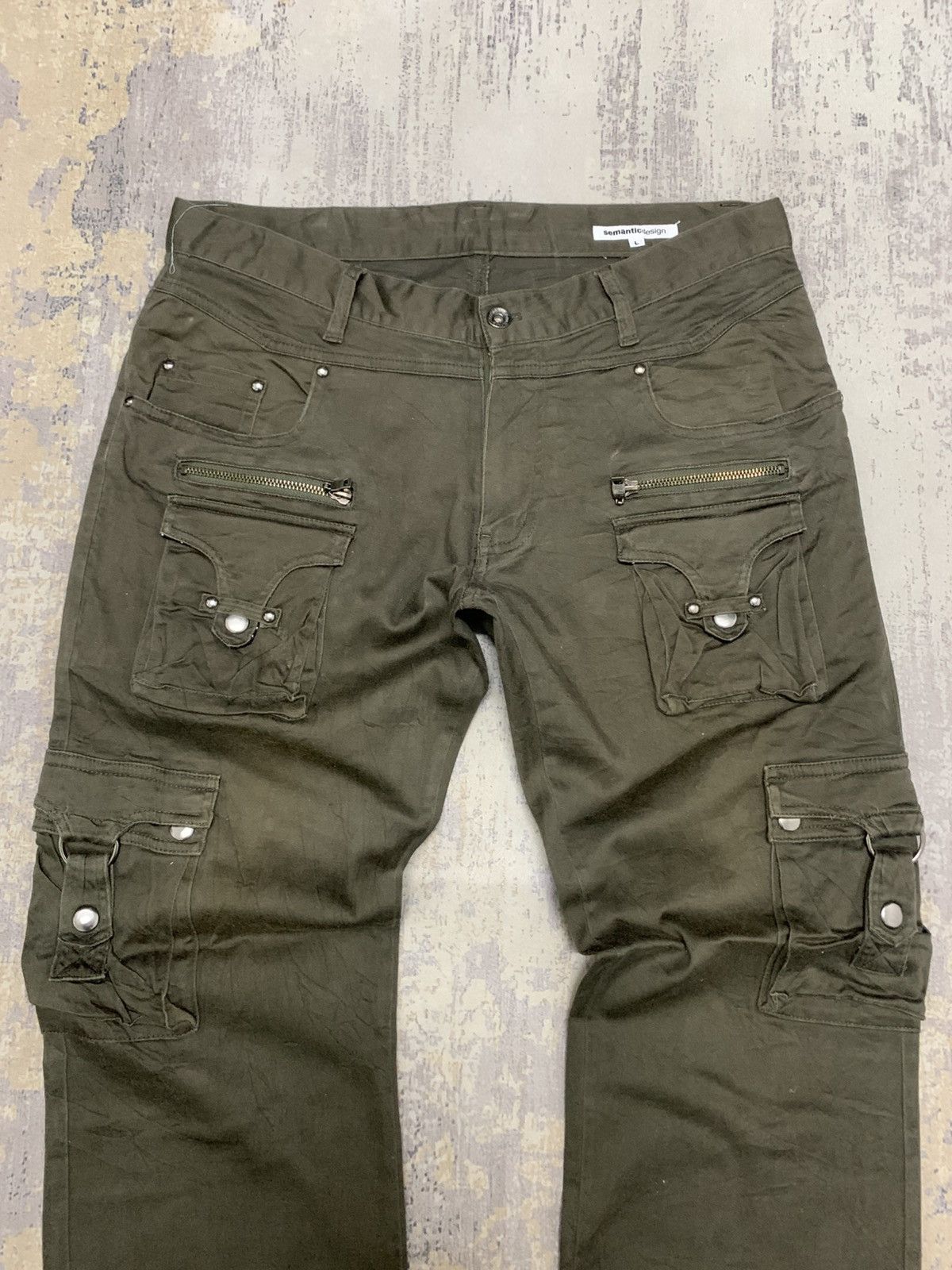 If Six Was Nine Semantic Design Cyber Y2K Bondage Flare Cargo Pants Size US 32 / EU 48 - 2 Thumbnail