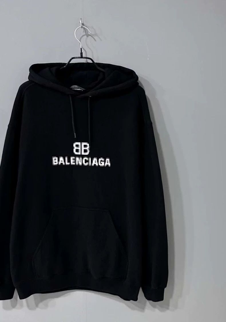 Balenciaga Balenciaga Black Mosaic Fuzzy BB Logo Hoodie Size US S / EU 44-46 / 1 - 3 Thumbnail