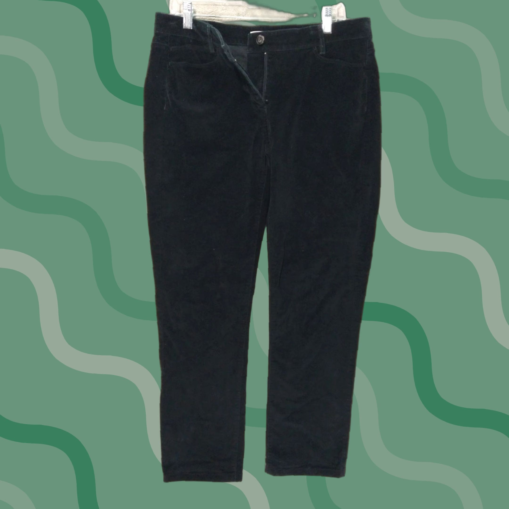 J. Jill J Jill Pants Womens 8 Black Corduroy Slim Straight Leg Mid Rise Stretch Size 30" / US 8 / IT 44 - 1 Thumbnail