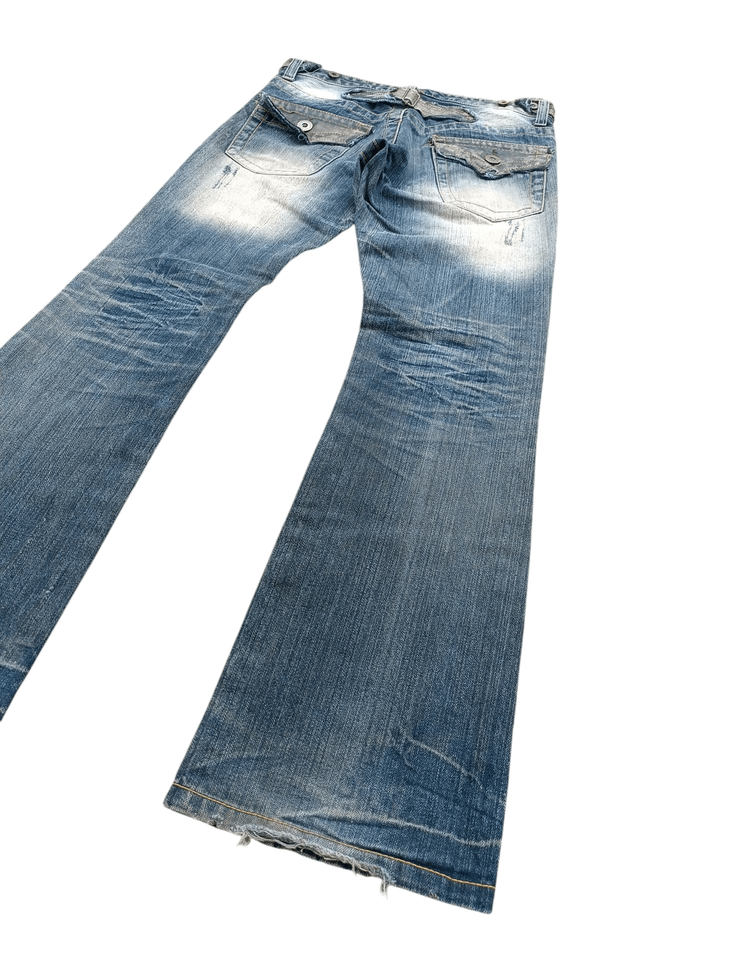 Japanese Brand FLARED🔥Japanese Brand LIMITED Distressed Buckle Back Denim Size US 32 / EU 48 - 13 Thumbnail