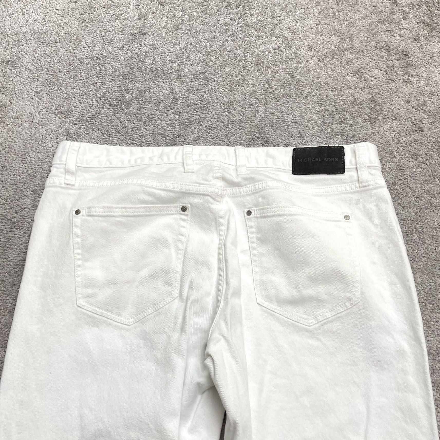 Michael Kors MICHAEL KORS Slim Fit Jeans Mens 36x30 White Denim Straight Leg Casual Classic Size US 36 / EU 52 - 5 Thumbnail