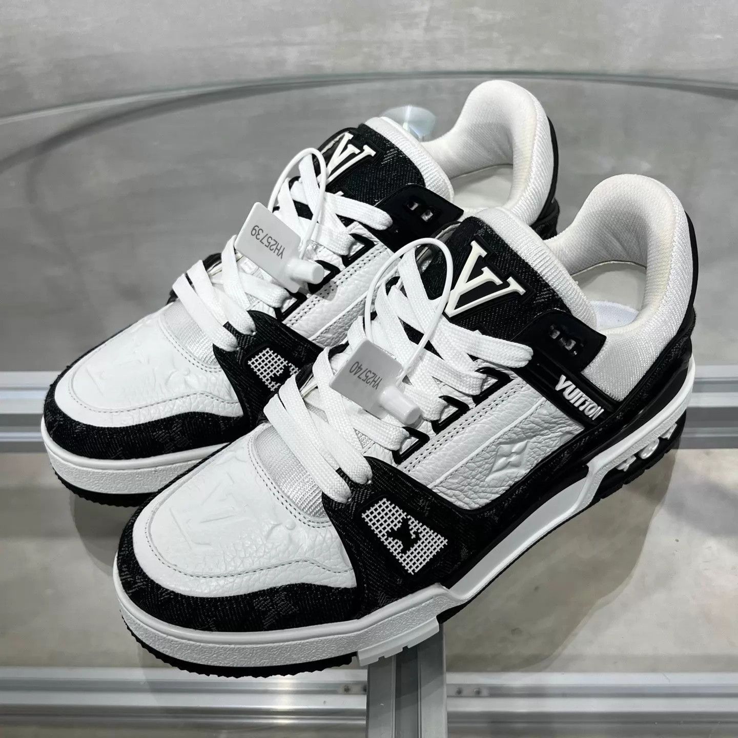 Louis Vuitton LV Trainer Black White Denim UK3/37 New Worn Once Size US 5.5 / IT 35.5 - 2 Thumbnail
