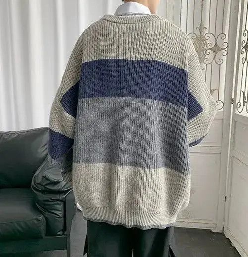 Japanese Brand Unisex Ltd Edition VIP Style Striped Knitwear Sweatshirt Size US XL / EU 56 / 4 - 4 Thumbnail