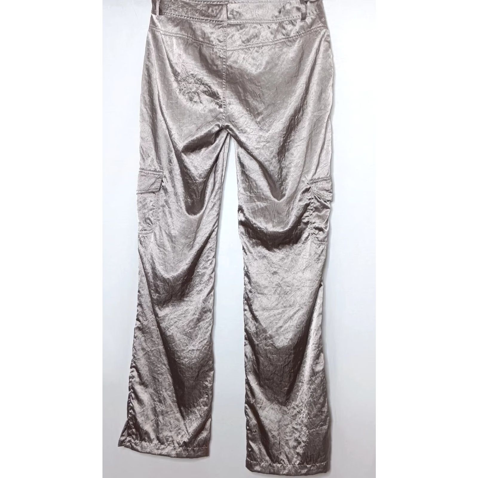Vintage VINTAGE City Streets Cargo Pants Size 7 Shimmery Silver Nylon Bootcut Womens Size 28" / US 6 / IT 42 - 3 Thumbnail
