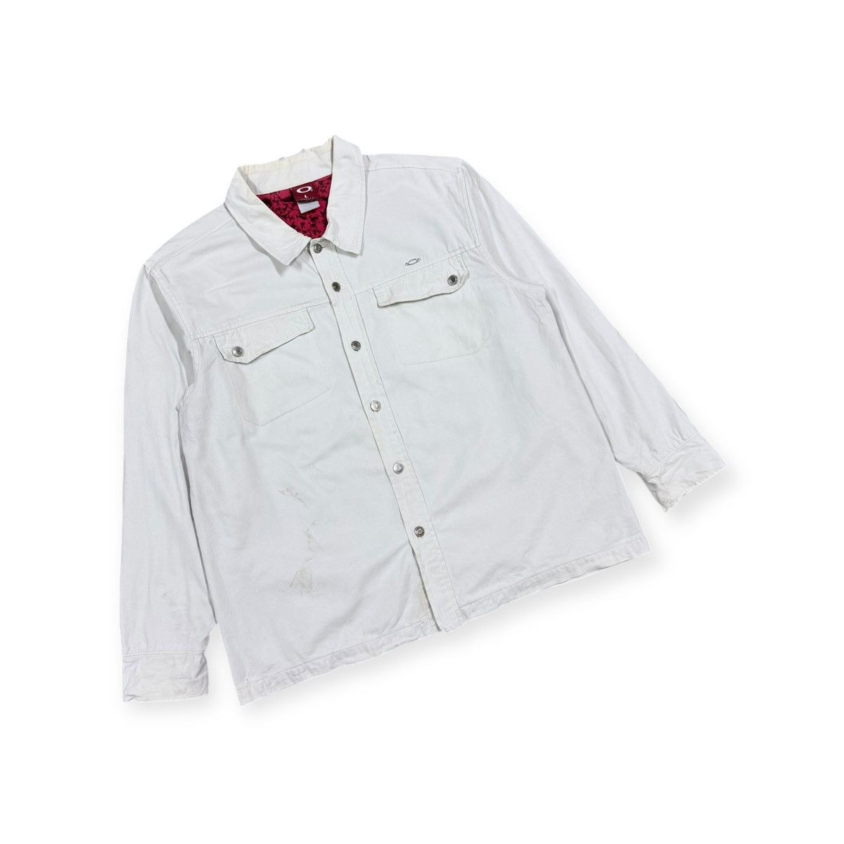 Oakley Vtg🔥Y2k Oakley White Trucker Denim Jacket Size US L / EU 52-54 / 3 - 6 Thumbnail