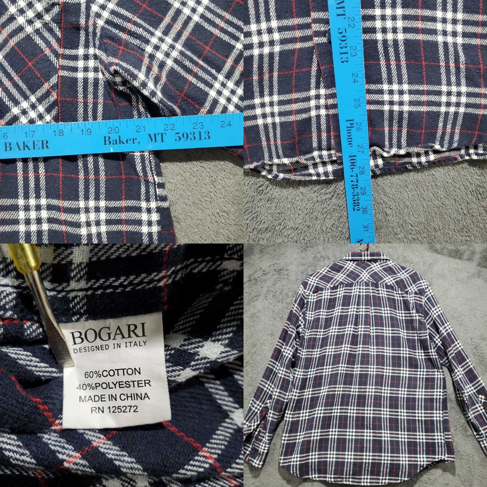 Vintage Tailor Vintage Flannel Shirt Mens XL Navy Plaid Button-Up Long Sleeve Cotton Blend All Seasons Shirt Size US XL / EU 56 / 4 - 8 Thumbnail