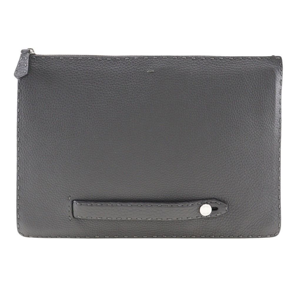 Fendi Selleria Grey Leather Clutch Bag (Pre-Owned) Size ONE SIZE - 1 Thumbnail