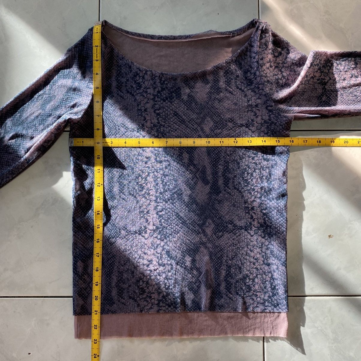 Vintage Vintage Purple Snake Print Mesh Long Sleeve Top Japanese Size XS / US 0-2 / IT 36-38 - 13 Thumbnail