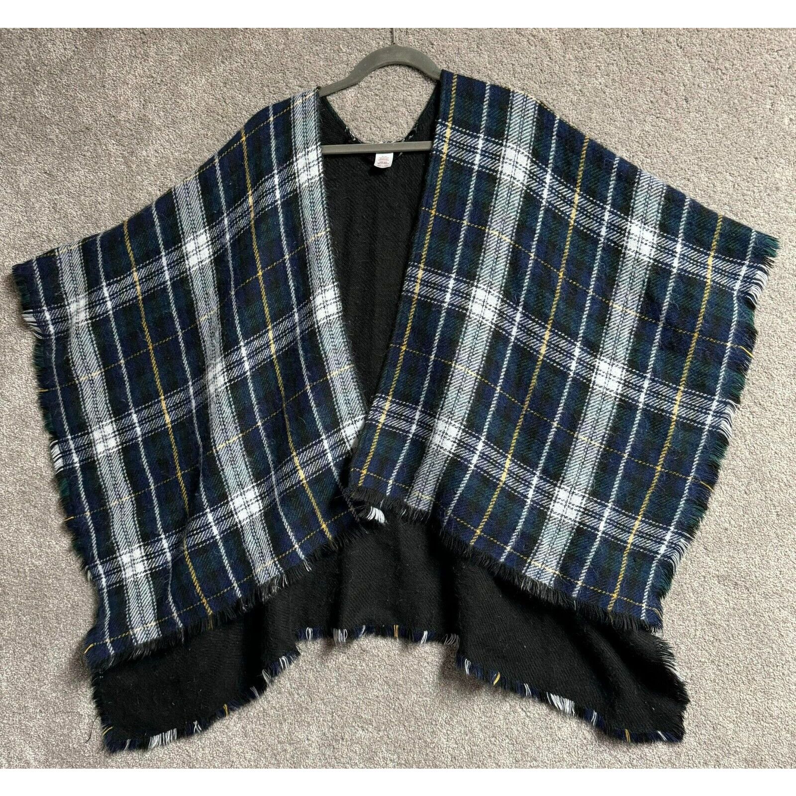 Other Vintage Shawl One Size Plaid Fringe Open Front Academia Cozy Size ONE SIZE - 1 Thumbnail