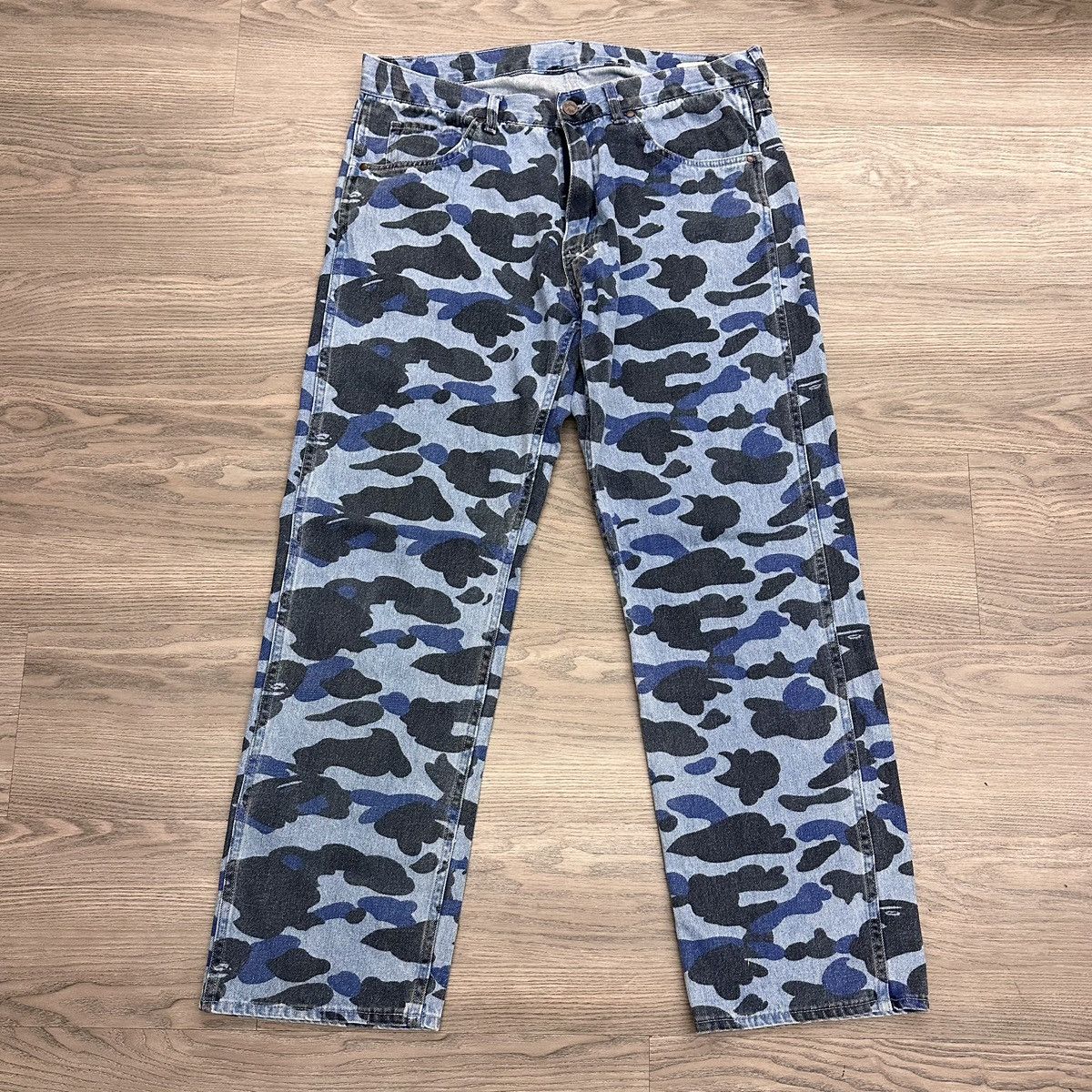 image of A Bathing Ape Bape Blue Camo Jeans, Men's (Size 34)