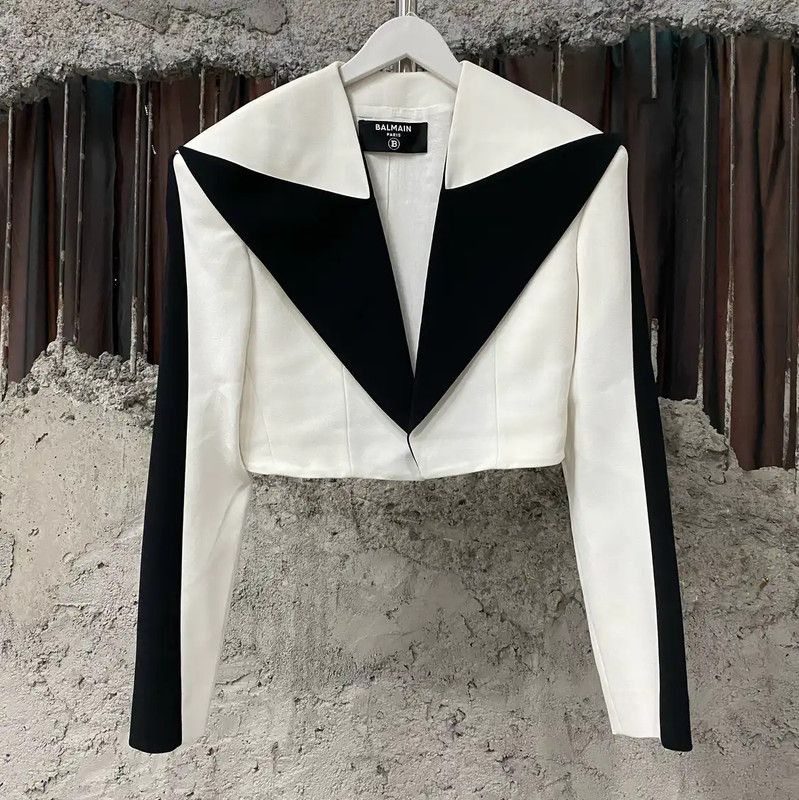Balmain Balmain Women's Color Blocked Cropped Jacket 0089 Size ONE SIZE - 1 Thumbnail