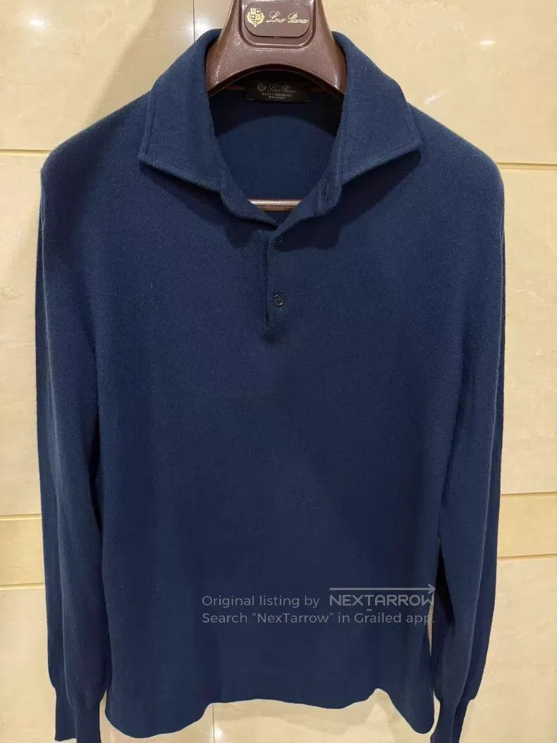 Loro Piana Loro Piana Men's Baby Cashmere Polo Sweater Dark Blue Size US L / EU 52-54 / 3 - 1 Thumbnail