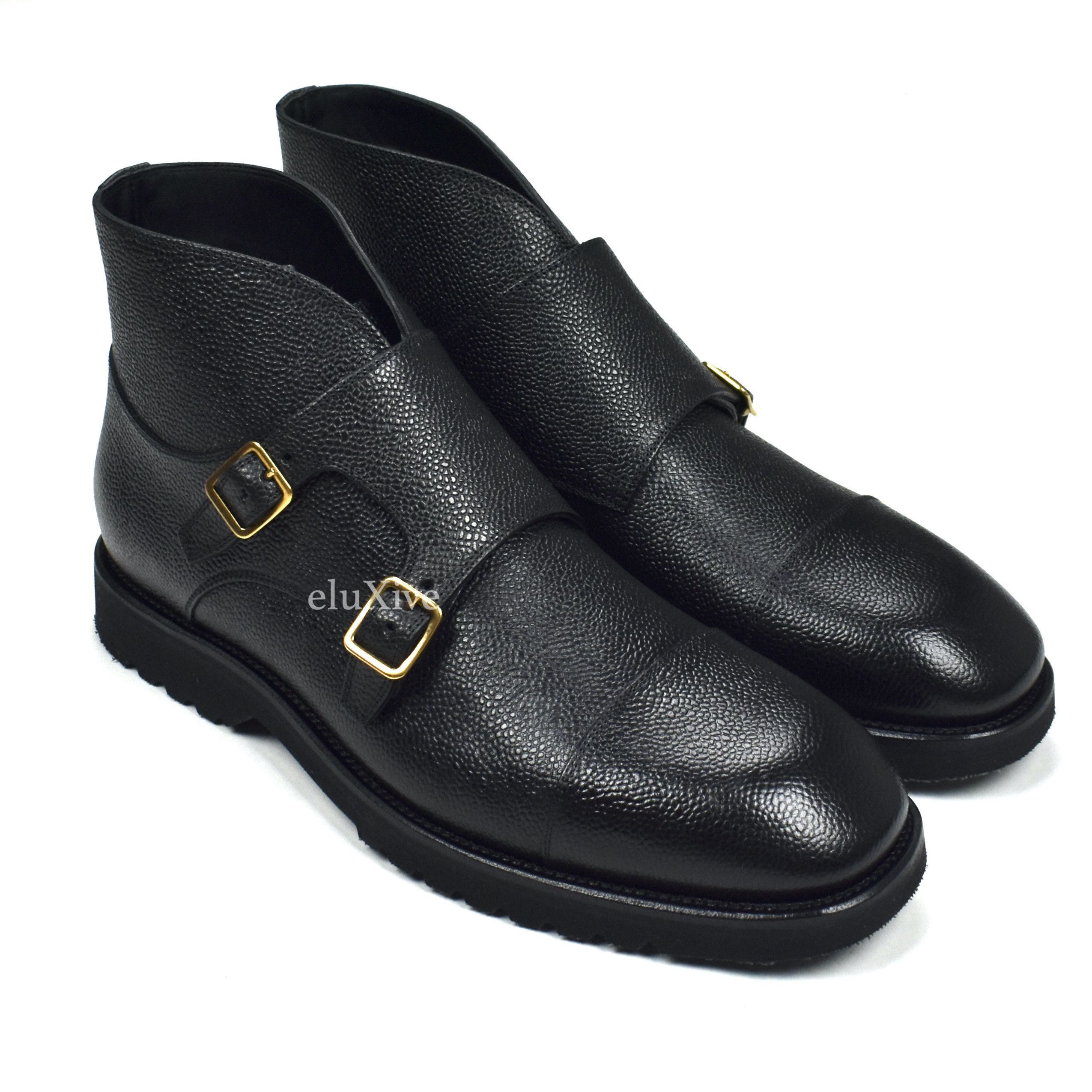 Tom Ford Tom Ford Black Pebbled Calf Leather Monk Strap Boots Size US 12 / EU 45 - 1 Preview