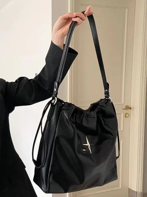 Vintage Aesthetic Star Black Tote Shoulder Bag Size ONE SIZE - 2 Thumbnail