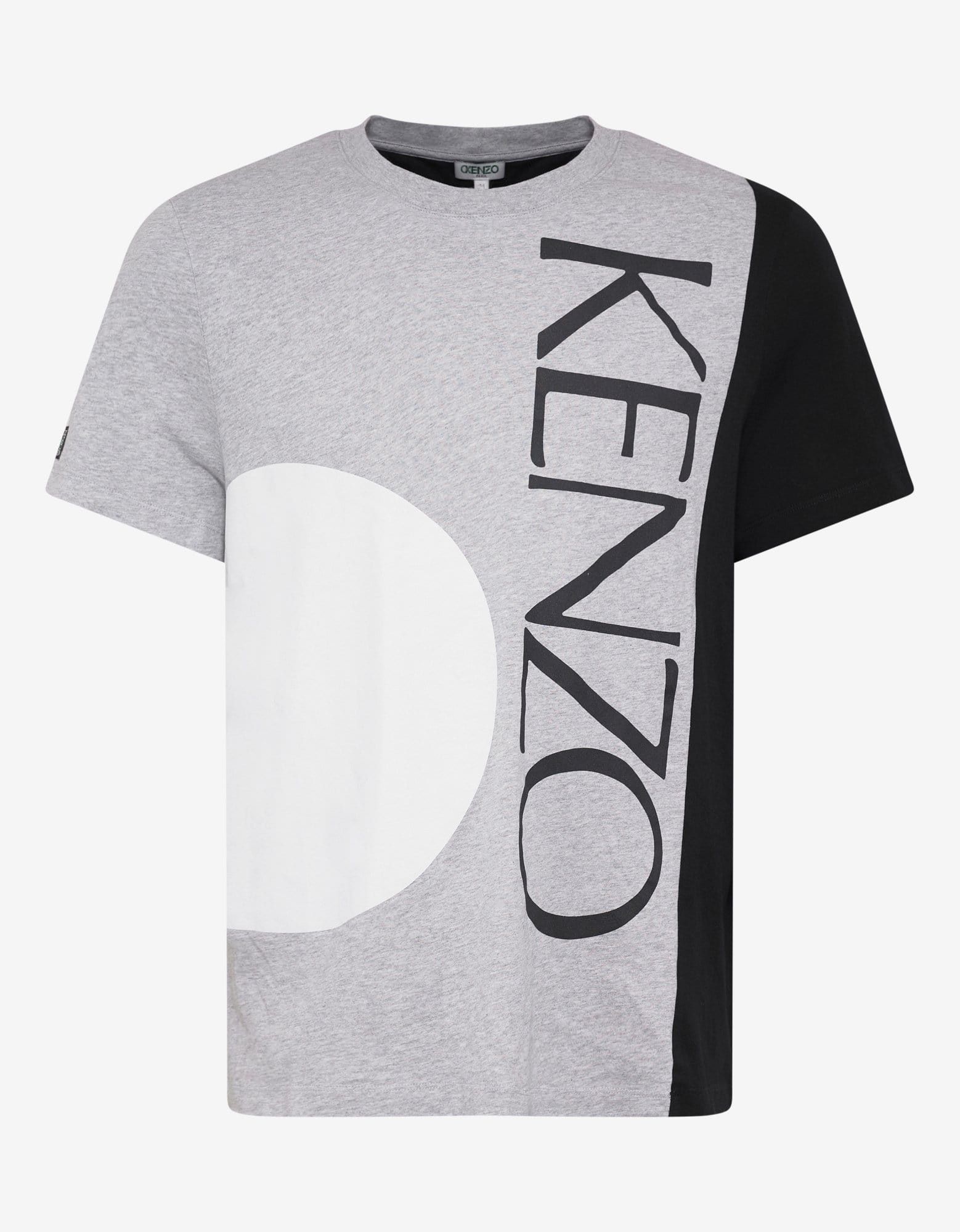 image of Kenzo Grey White Circle Print T-Shirt, Men's (Size XS)