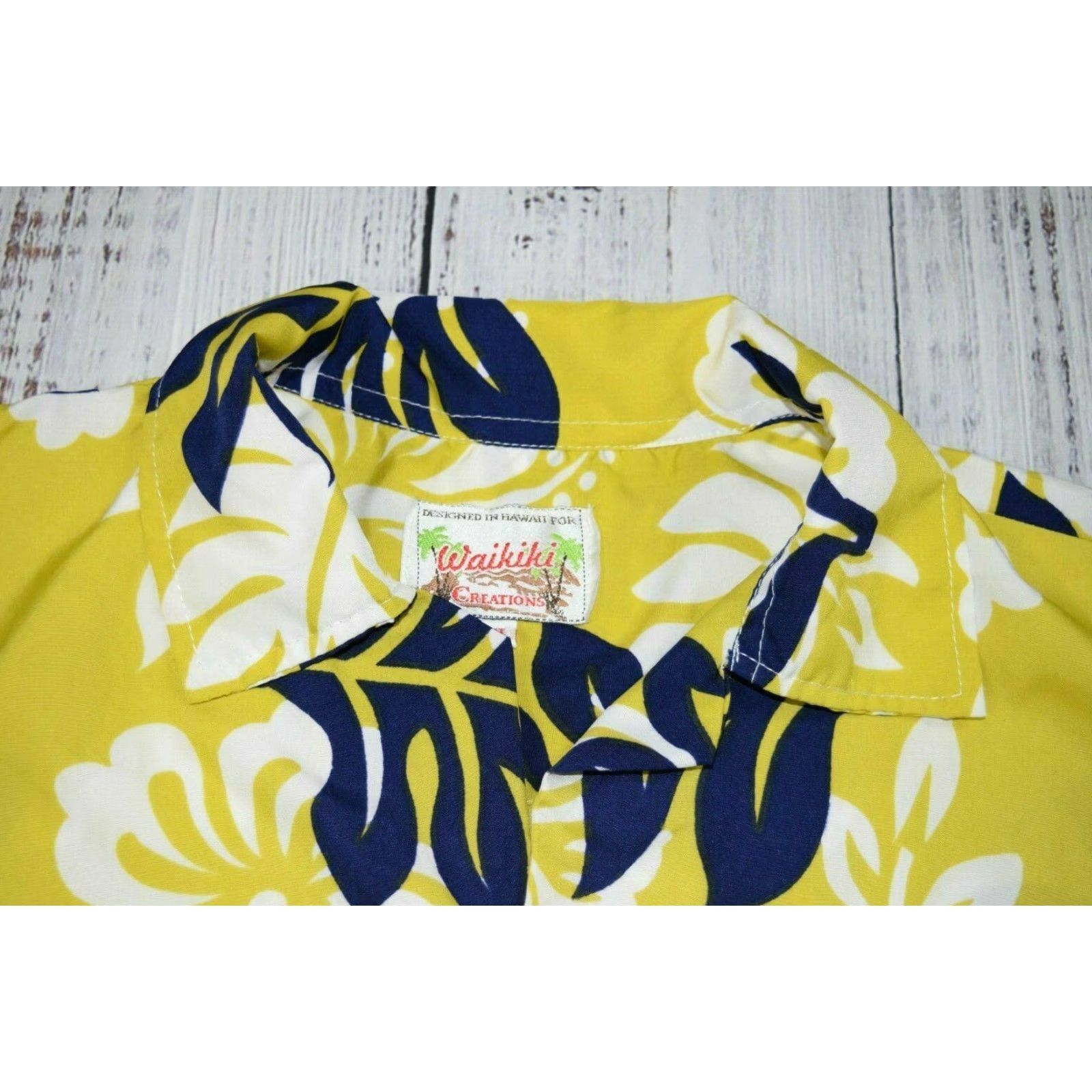 Vintage Waikiki Creations Shirt Mens XL Yellow Blue Flowers Hawaiian Surfboards Size US XL / EU 56 / 4 - 3 Thumbnail