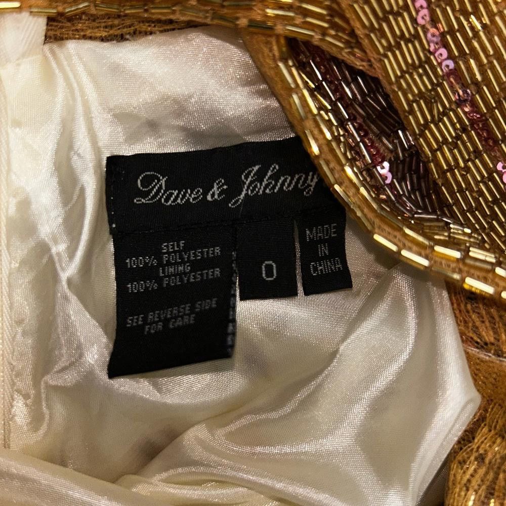 Designer Dave & Johnny l Satin Gold Beaded Gown Size 0 Size XS / US 0-2 / IT 36-38 - 6 Thumbnail