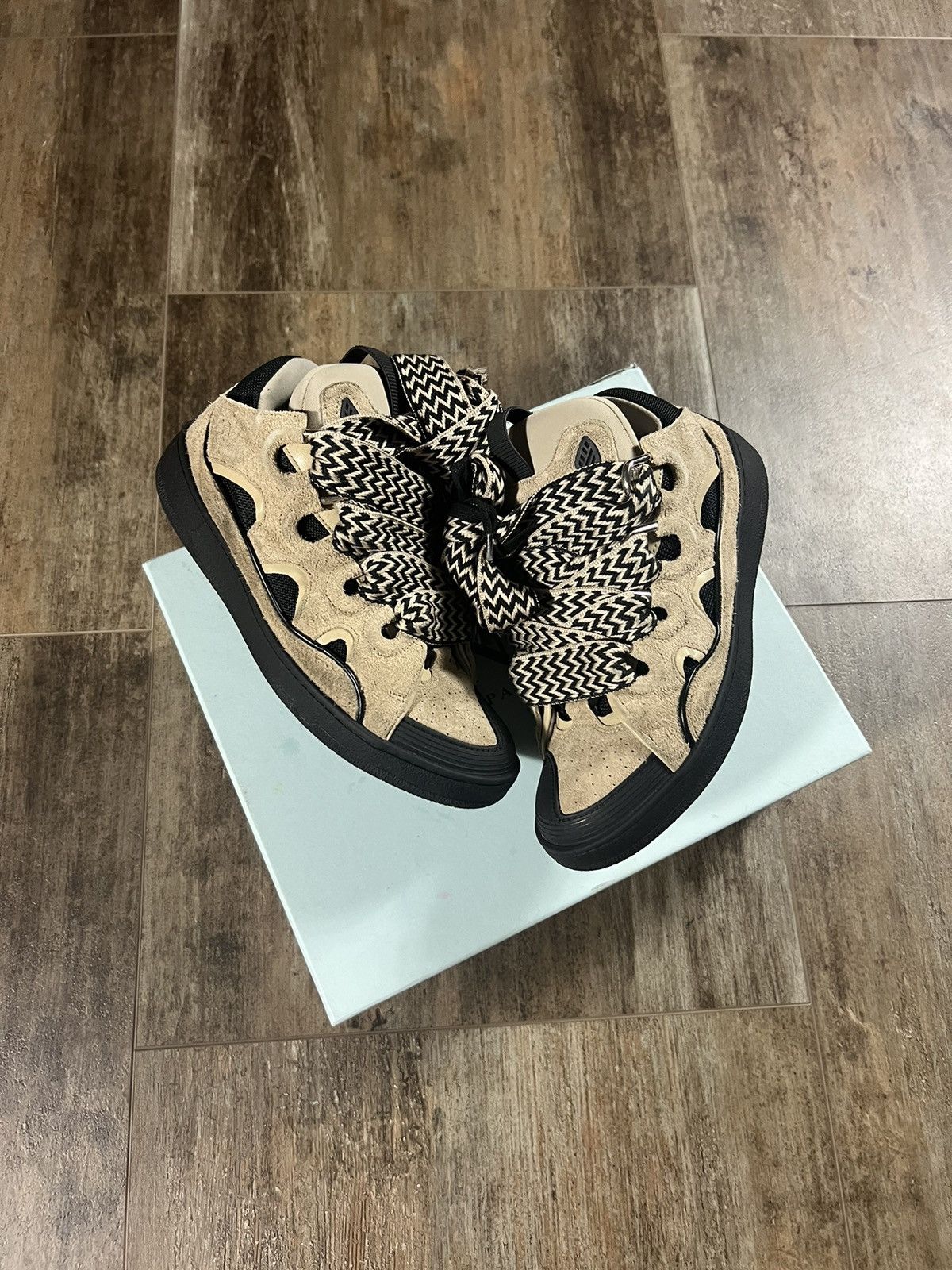 image of Lanvin Curb Sneaker Brown/blaxm in Black/Brown, Men's (Size 9)