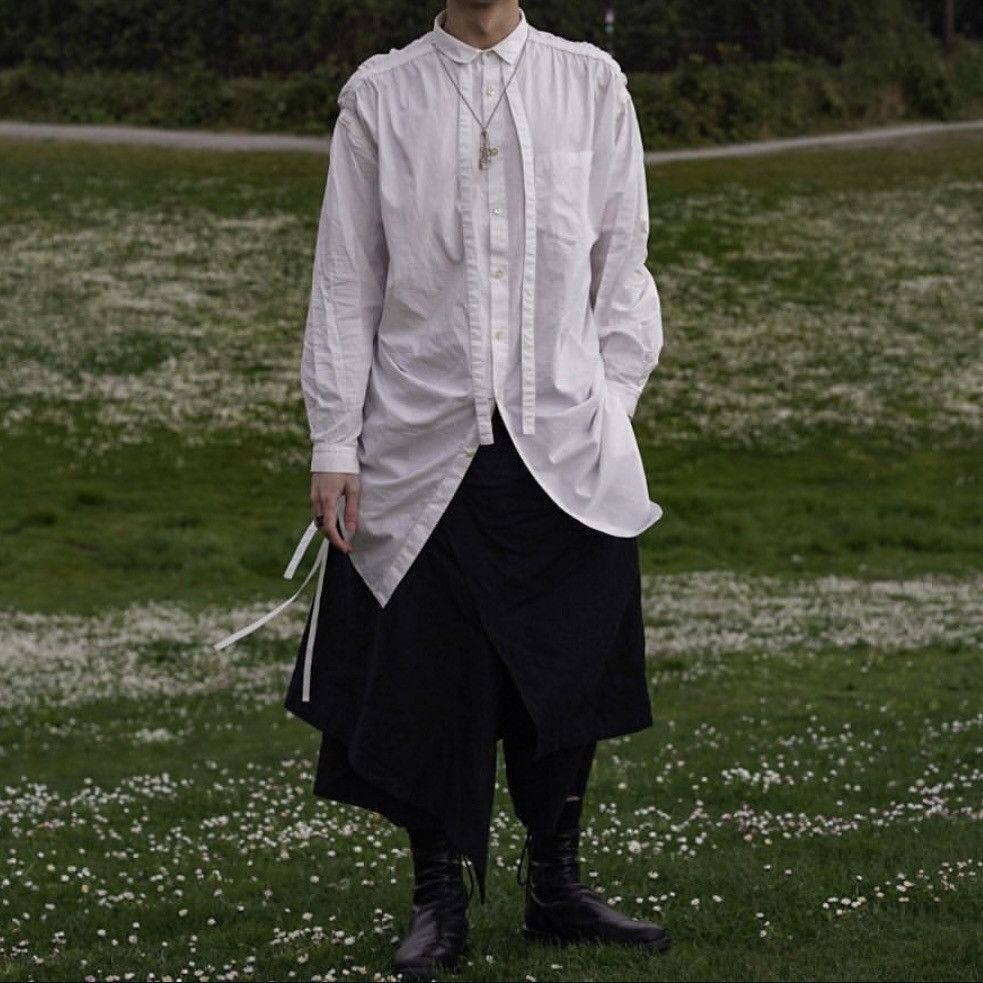 The Viridi-anne Pull Up Gathered Long Shirt cotton bondage strap gathered Size US M / EU 48-50 / 2 - 8 Thumbnail
