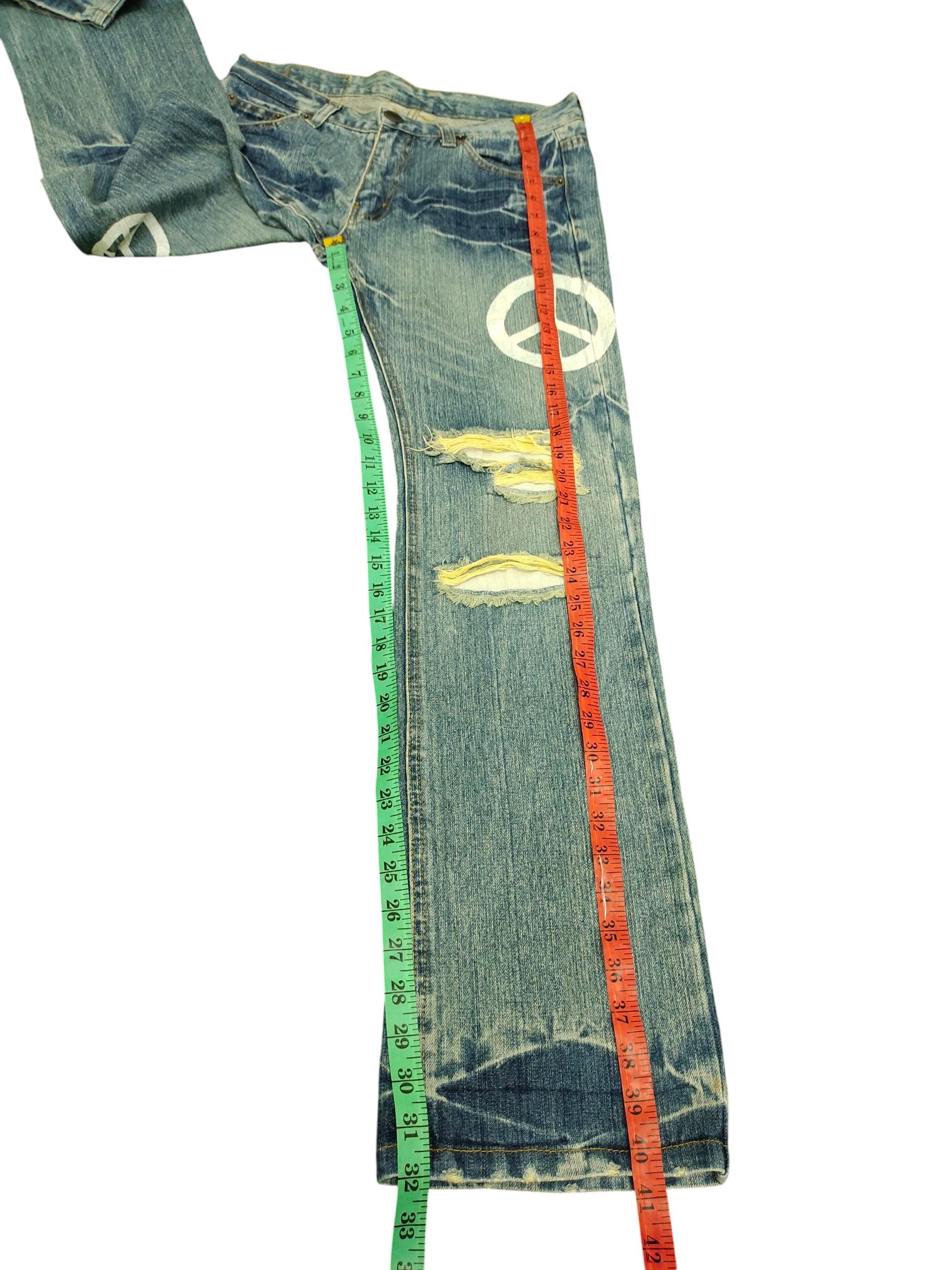 Undercover Loma Point Japan Jeans - Peace Logo Distress Grunge Denim Size US 32 / EU 48 - 15 Thumbnail