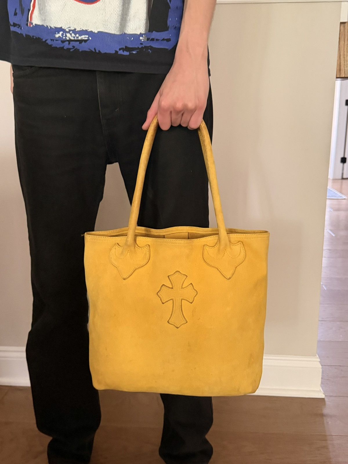 Chrome Hearts Chrome Hearts Yellow Nubuck Cross Patch FS Tote Bag Size ONE SIZE - 2 Thumbnail