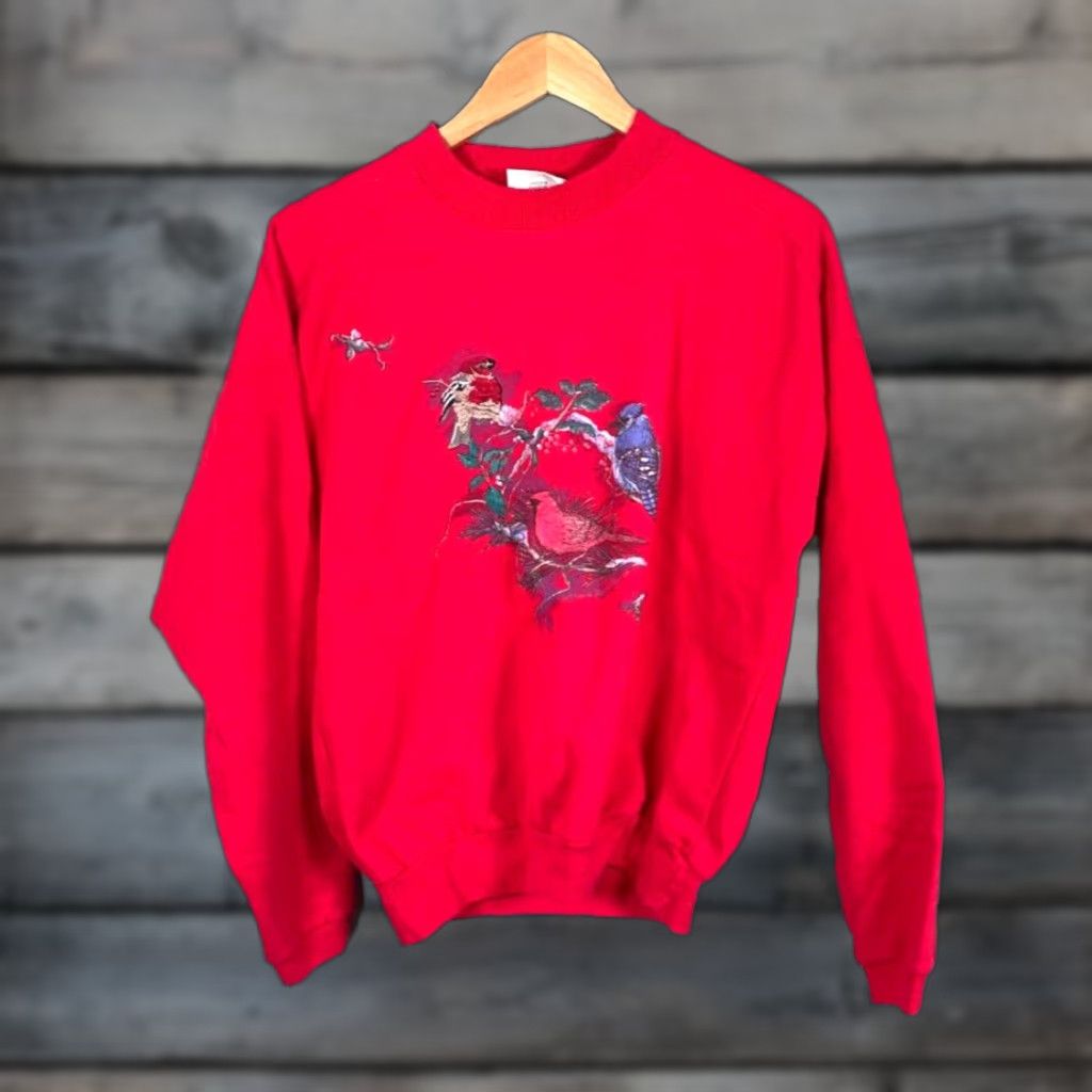 Northern Reflections VINTAGE Northern Reflections Bird Sweatshirt Adult Medium Red Perforated Collar Teacher Ladies Ladies Treehouse? Size M / US 6-8 / IT 42-44 - 1 Thumbnail