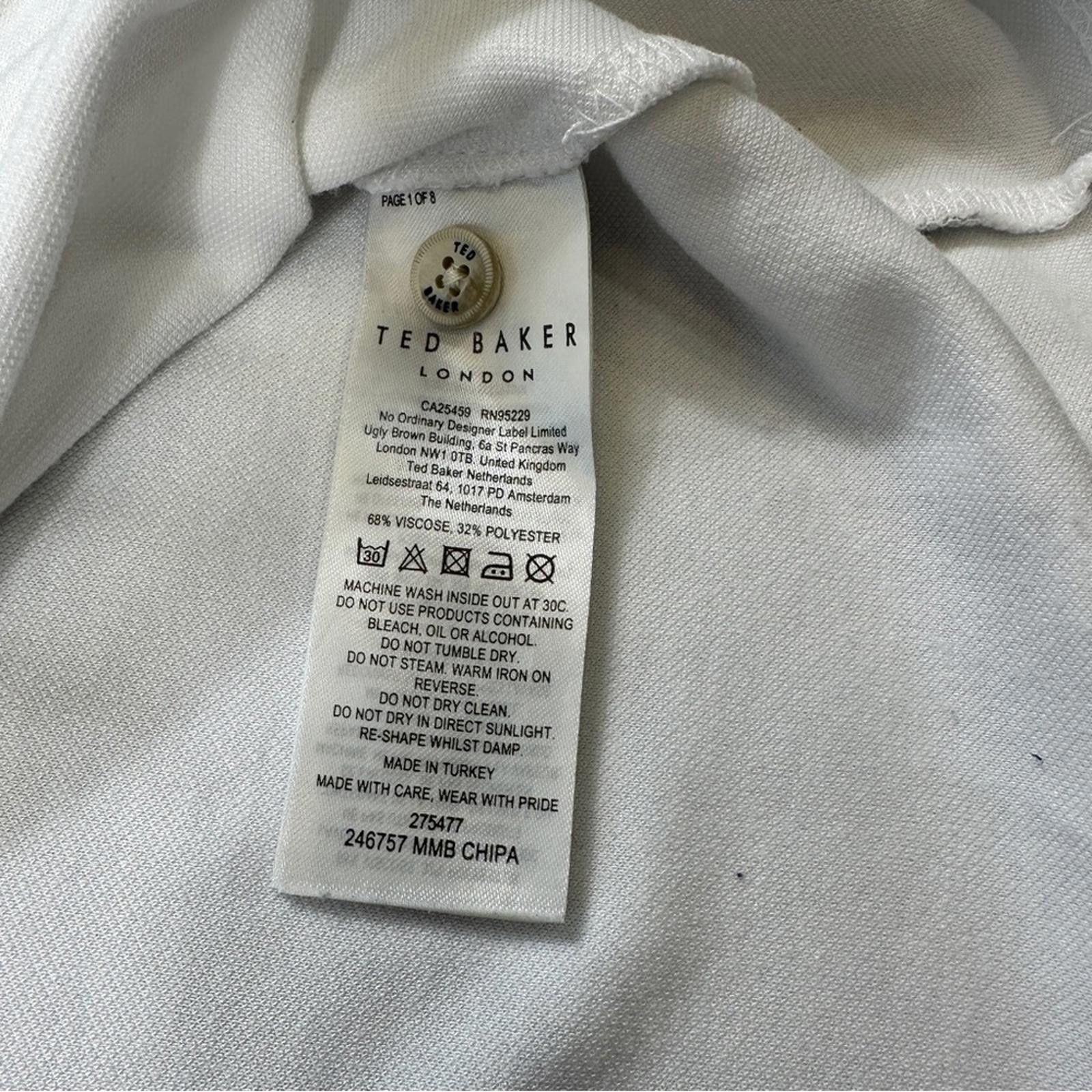 Ted Baker Ted Baker Men's White Polo Shirt Size 5 (XL) Short Sleeve Size US XL / EU 56 / 4 - 6 Thumbnail