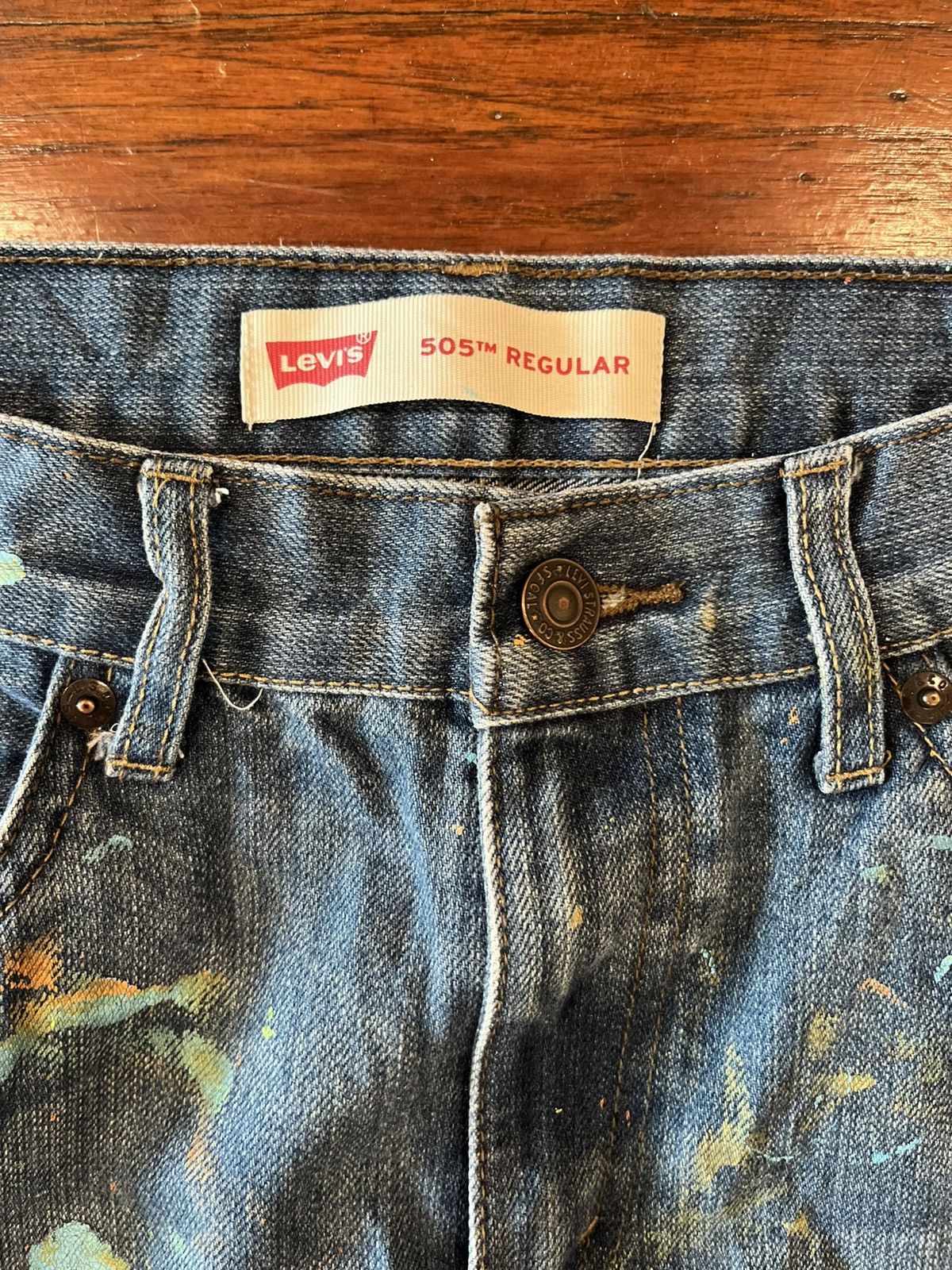 Levi's Levi’s 505 Regular Fit Jeans – Size 29×29 • Unique Painted Size US 29 - 3 Thumbnail
