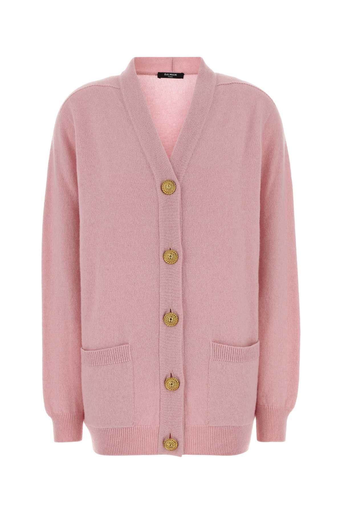 Balmain Pink Cashmere And Wool Cardigan Size XS / US 0-2 / IT 36-38 - 1 Thumbnail