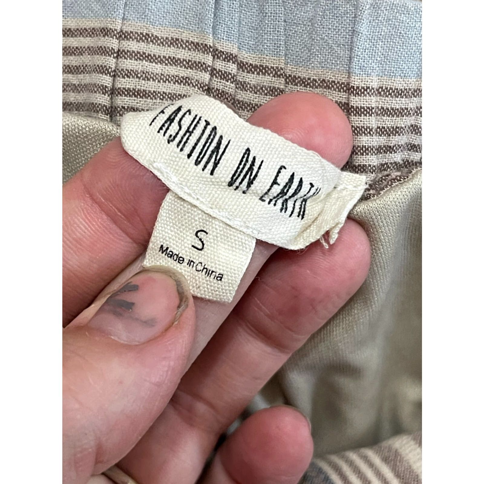 Vintage Fashion on Earth Pants Women Size Small Blue Brown Tie Waist Straight Leg Casual Ank le Size 28" / US 6 / IT 42 - 7 Thumbnail