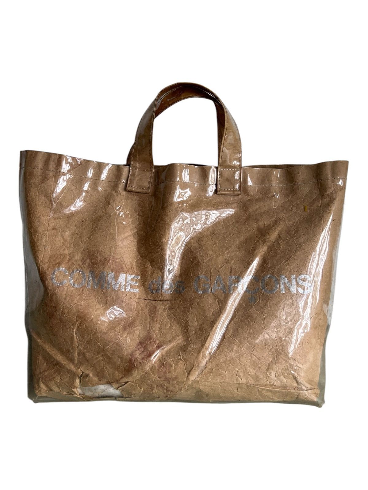 Comme des Garcons Comme des Garçons Spellout PVC Paper Brown Shoulder Tote Bag Size ONE SIZE - 4 Thumbnail