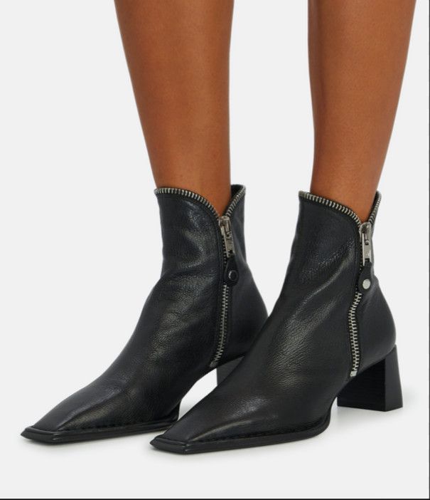 Alexander Wang Alexander Wang Lane Zip Leather Square Toe Ankle Heel Boots Size US 8 / IT 38 - 1 Thumbnail