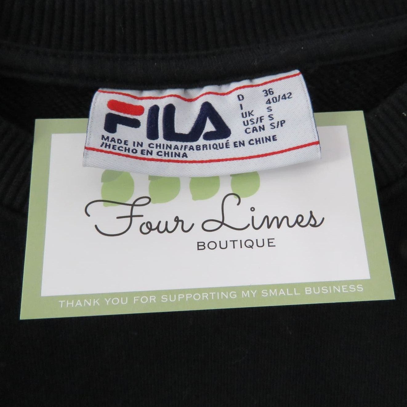 Fila × Vintage 90s FILA Black Crewneck Pullover Sweatshirt Small Blokecore Size S / US 4 / IT 40 - 3 Thumbnail