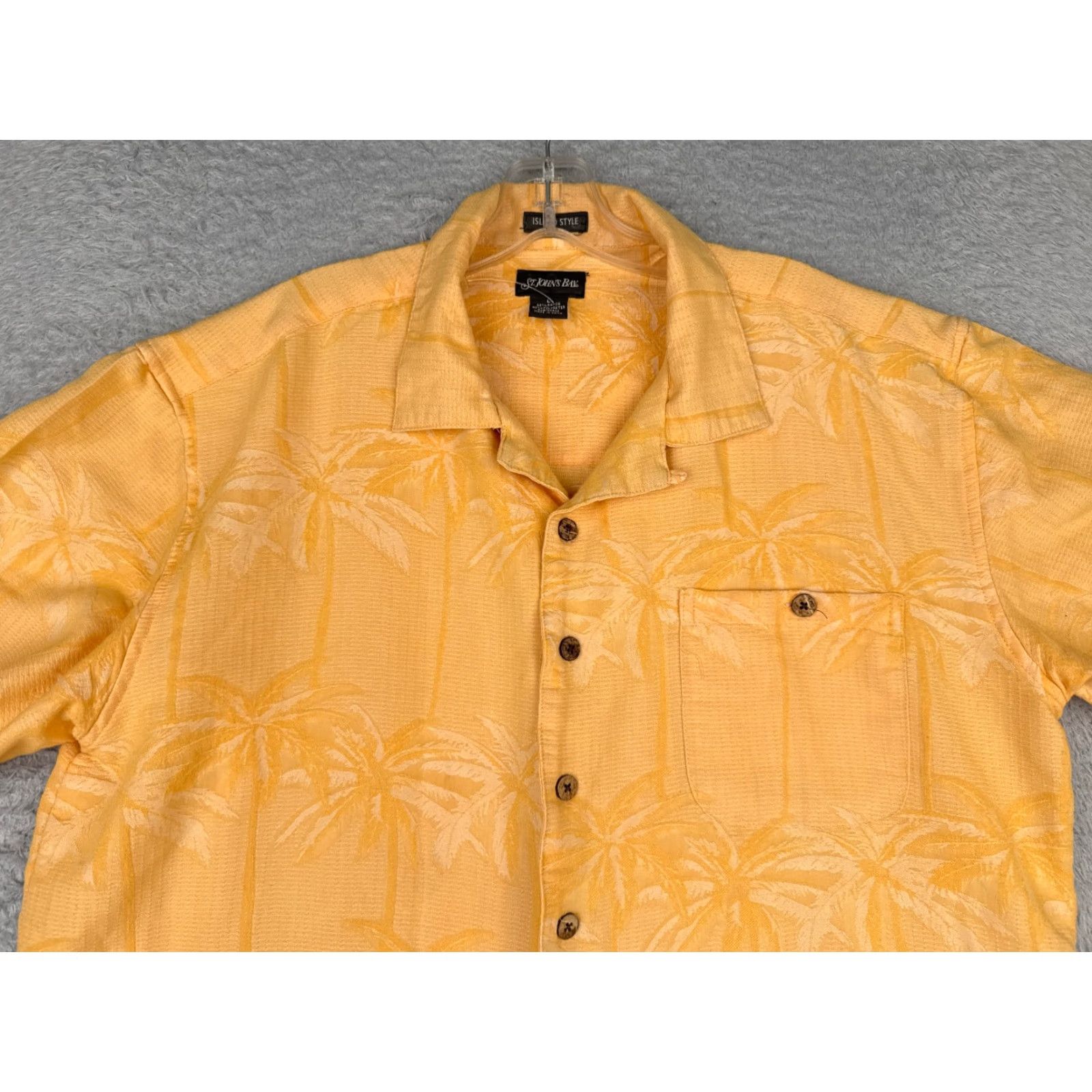 Vintage St. John's Bay Shirt Men Large Orange Palm Tree Hawaiian Rayon Blend Embroidered Button-Up Size US L / EU 52-54 / 3 - 4 Thumbnail
