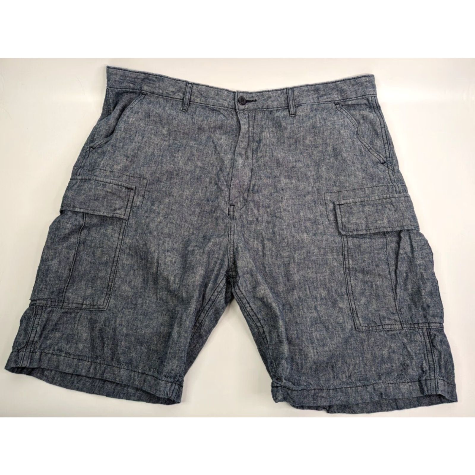 Levi's Levi's Outdoors Cargo Shorts Men's 40 Blue Cotton Linen Regular Pocket Logo Casual Pants Size US 40 / EU 56 - 2 Thumbnail