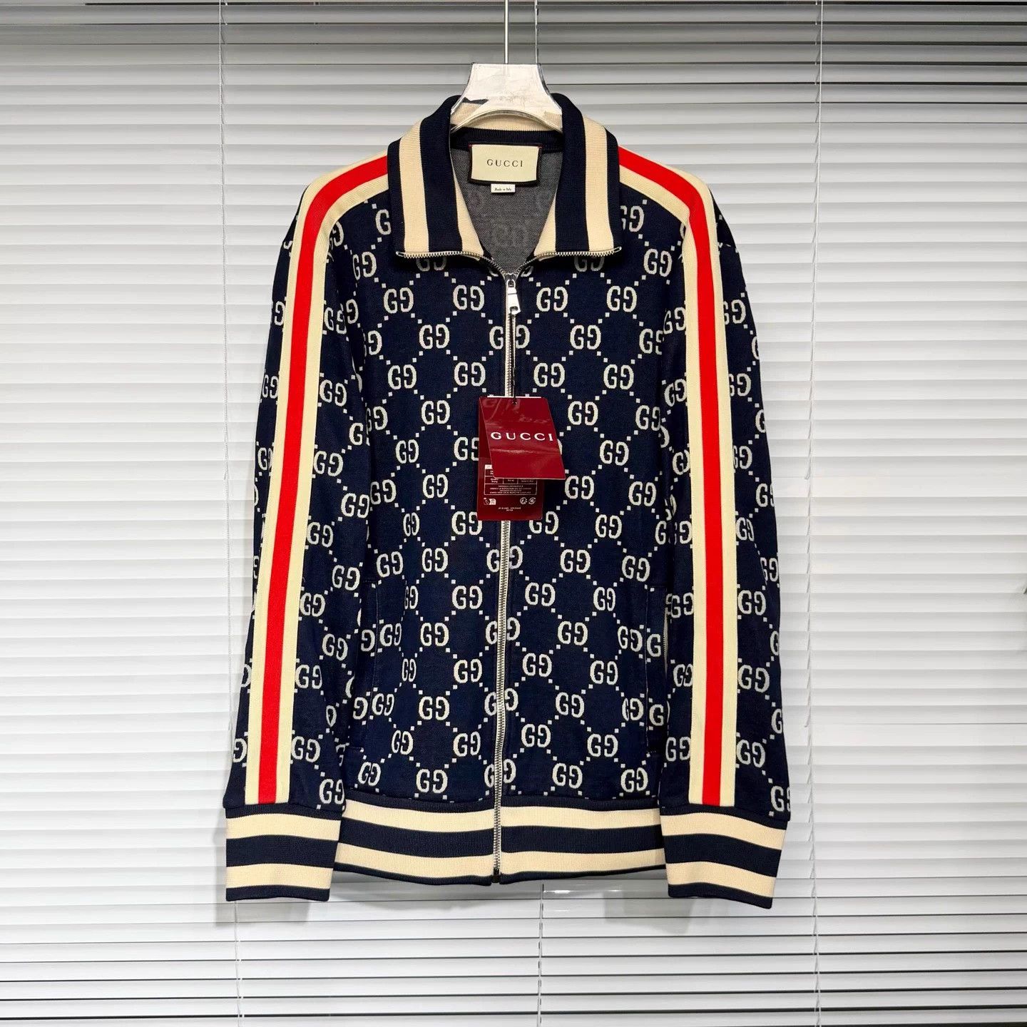 Gucci GUCCI GG Jacquard Logo Track Jacket Navy M Size US M / EU 48-50 / 2 - 1 Thumbnail