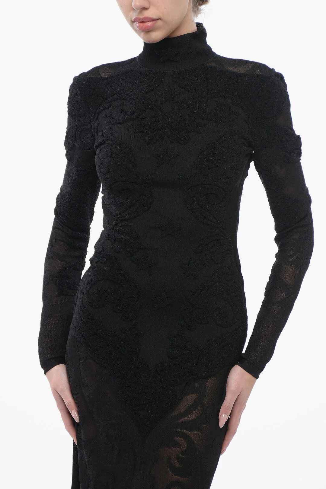 Balmain og1mm0326 Maxi Velour Dress in Black Size S / US 4 / IT 40 - 4 Thumbnail
