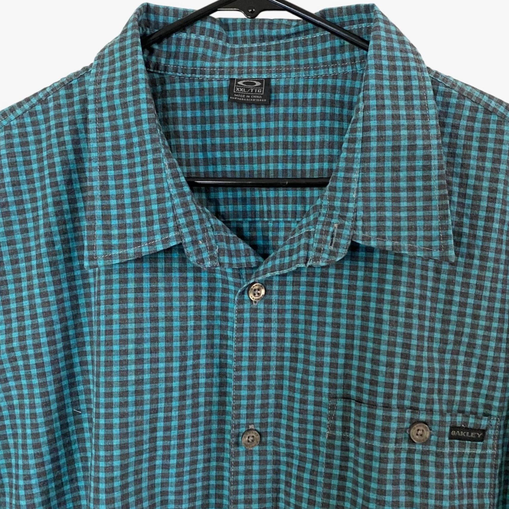 Oakley Oakley Button-Up Shirt Blue Teal Check Short-Sleeve Men's XXL Casual Button-Down Size US XXL / EU 58 / 5 - 5 Thumbnail