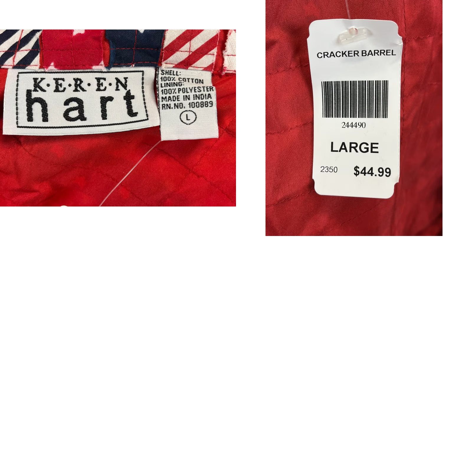 Vintage VINTAGE Keren Hart Women's Quilted Flag Jacket Large Red White Blue 4th July Patriotic Size L / US 10 / IT 46 - 8 Thumbnail