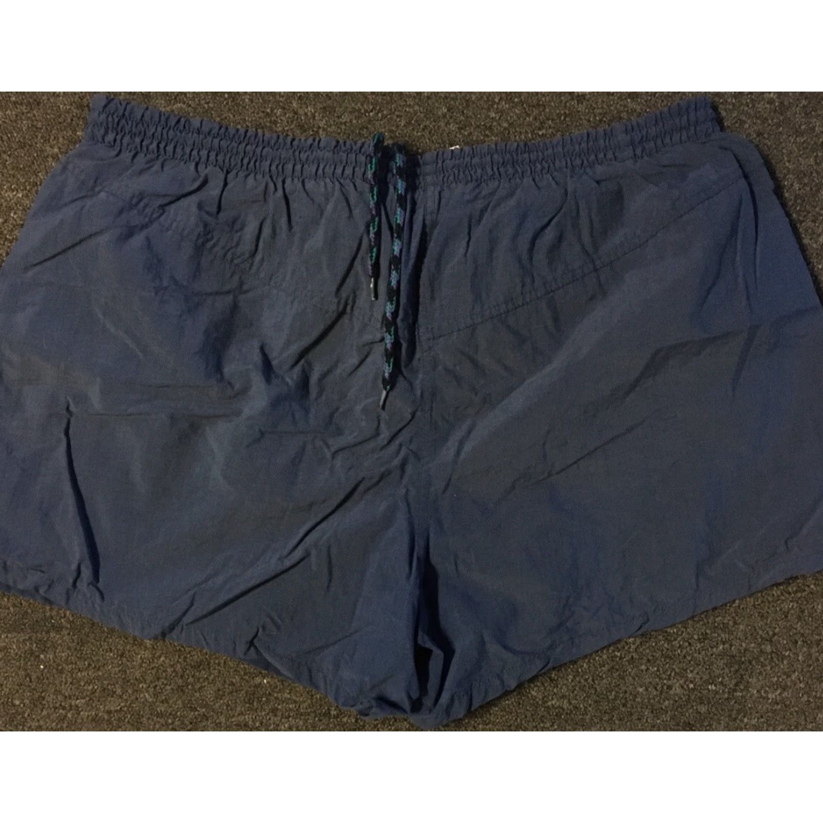 Speedo VINTAGE Speedo Swim Trunks M Navy Blue 90s 80s Ocean Surf Beach Trunks Mens Regular Lined Pattern Striped USA Ocean Pacific Retro Board Style Size US 31 - 3 Thumbnail