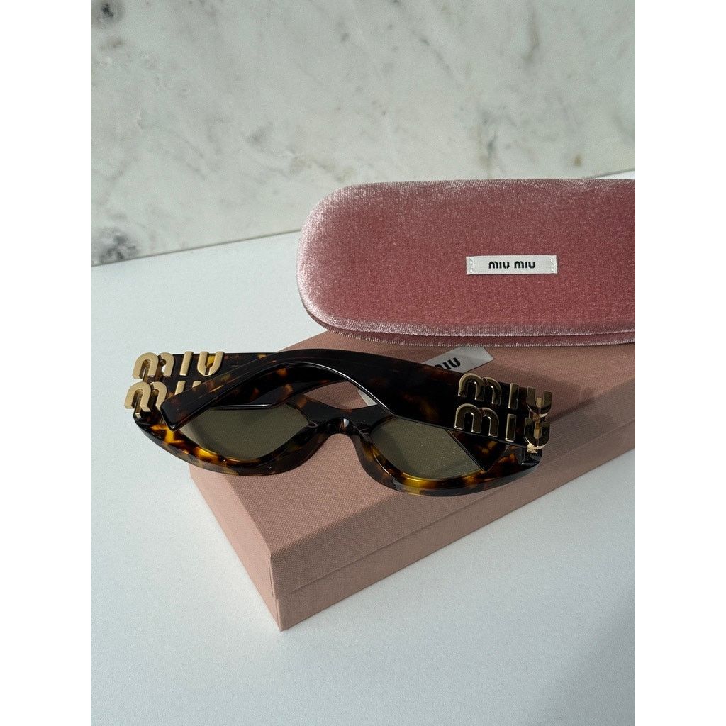 Miu Miu NEW Miu Miu MU11WS Thick Rim Oval Sunglasses in Green Brown Size ONE SIZE - 6 Thumbnail