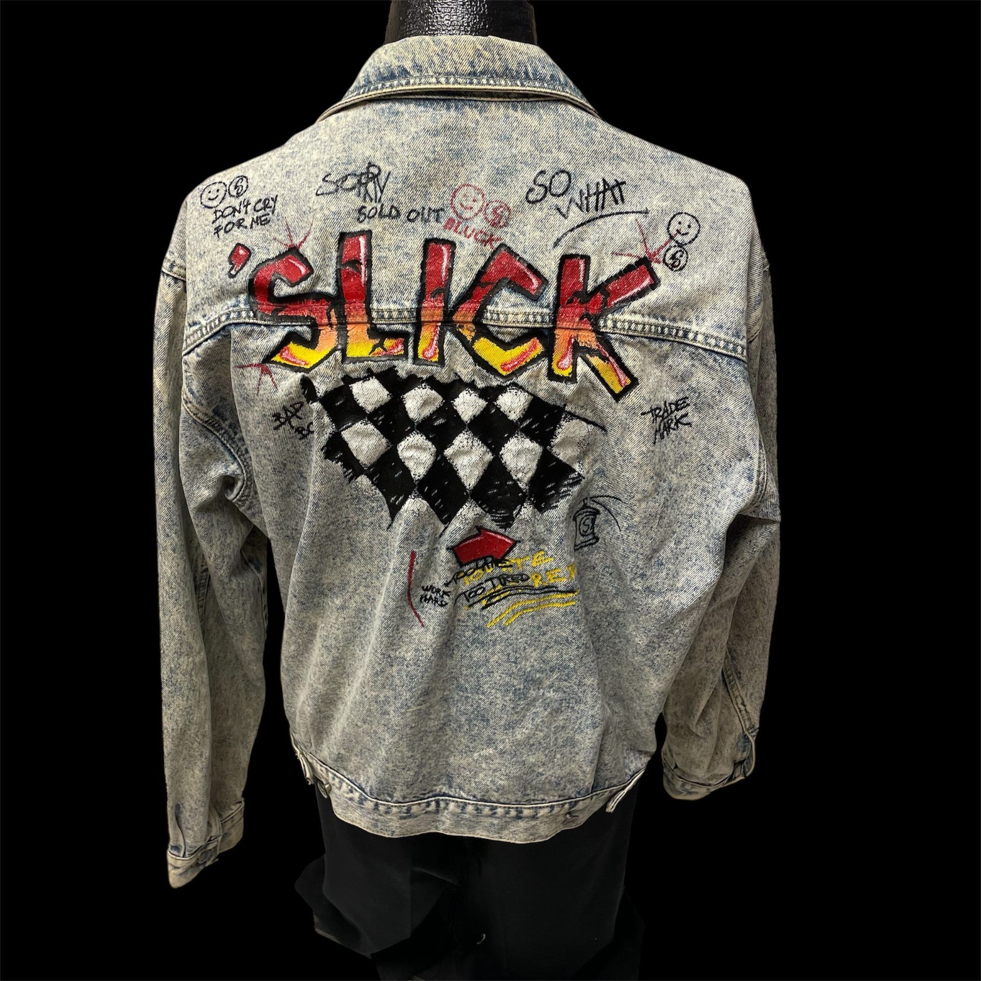 Slick Vtg Slick Bad Boy ACID WASH Blue Jean PUNK ROCKER Jacket Size US XL / EU 56 / 4 - 3 Thumbnail