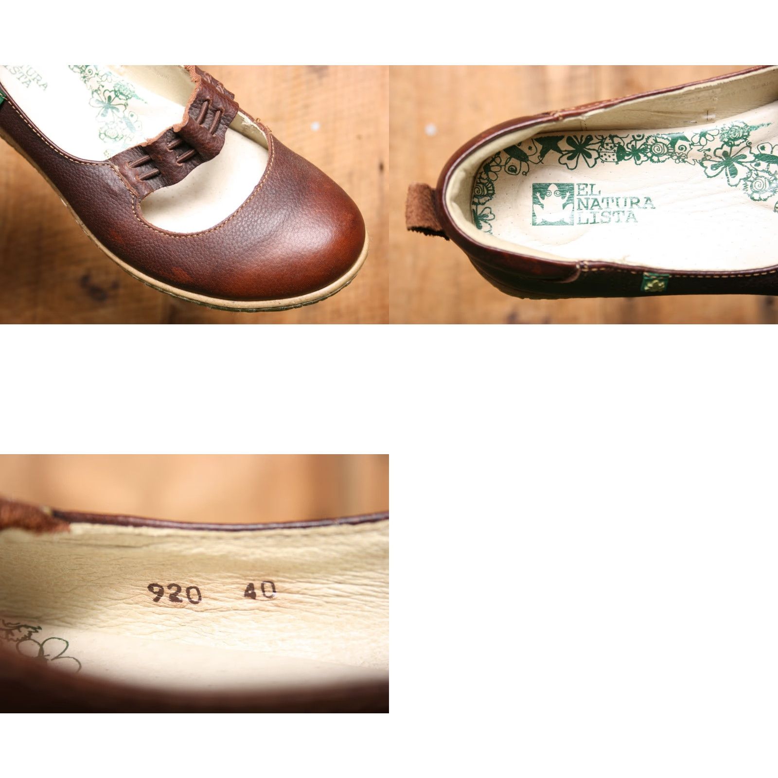 Vintage VINTAGE EL NATURALISTA N920 Emmy Recyclus Brown Leather Mary Jane Wedge EUR 40 ≈ US 9 Women Shoes MB? Size US 9 / IT 39 - 8 Thumbnail