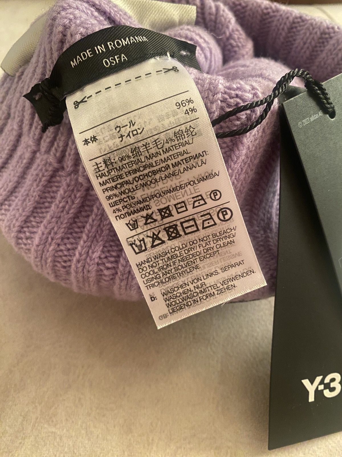 Adidas × Y-3 × Yohji Yamamoto Y-3 BEANIE KNIT LOGO LILAC Size ONE SIZE - 4 Thumbnail