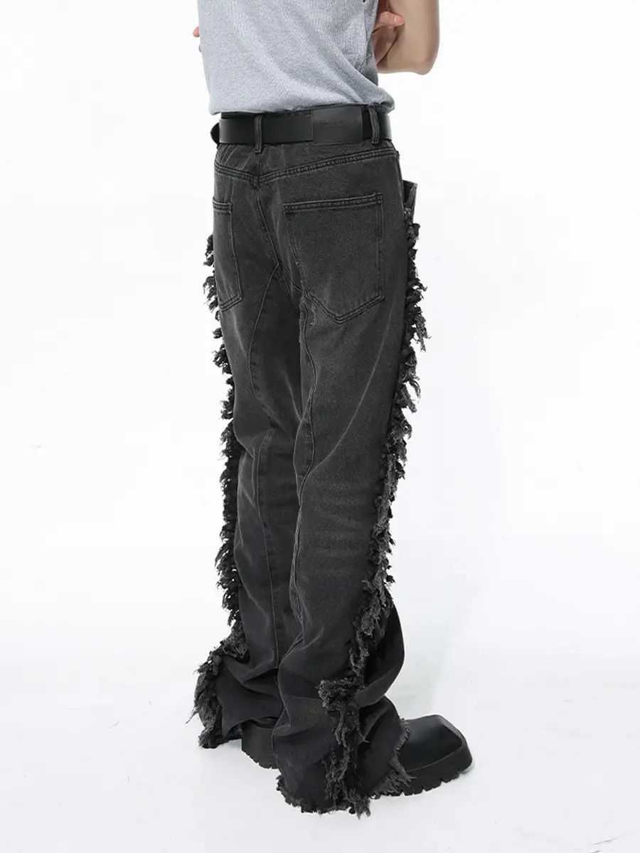 Japanese Brand Retro loose fringed patchwork jeans Size US 32 / EU 48 - 2 Thumbnail