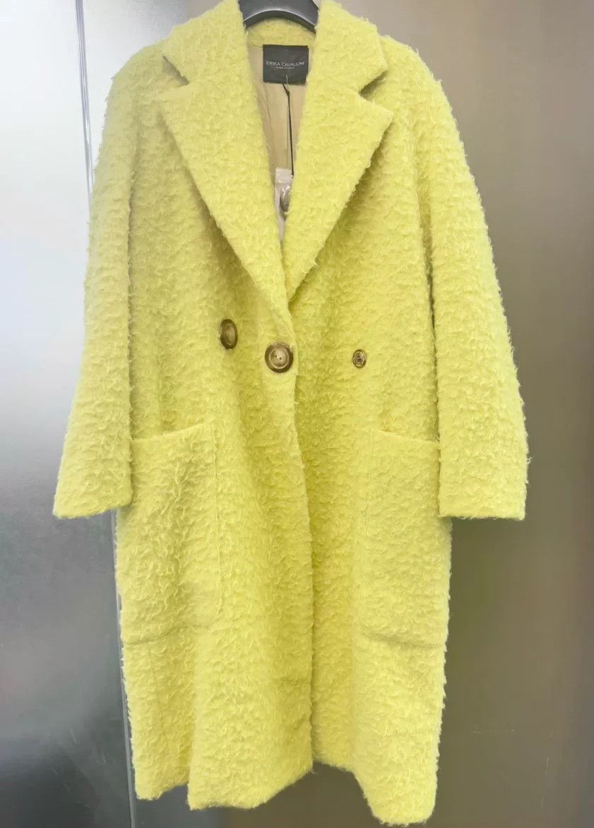 Japanese Brand Erika Cavallini Yellow Wool Coat Size S / US 4 / IT 40 - 1 Thumbnail